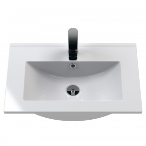 Arno 600mm Wall Hung 2 Door Vanity Unit & Minimalist Ceramic Basin - Midnight Blue