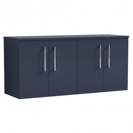 Arno 1200mm Wall Hung 4 Door Vanity Unit & Worktop - Midnight Blue