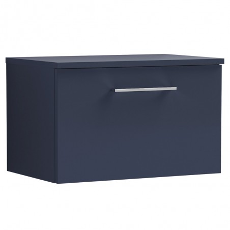 Arno 600mm Wall Hung Single Drawer Vanity Unit & Worktop - Midnight Blue