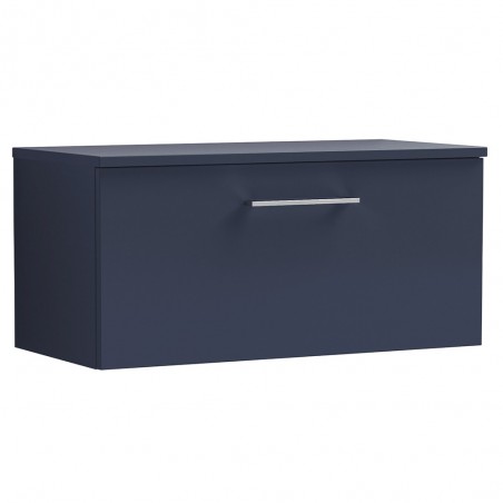 Arno 800mm Wall Hung Single Drawer Vanity Unit & Worktop - Midnight Blue