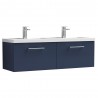 Arno 1200mm Wall Hung 2 Drawer Vanity Unit & Double Basin - Midnight Blue