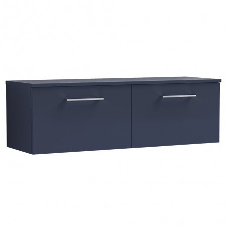 Arno 1200mm Wall Hung 2 Drawer Vanity Unit & Worktop - Midnight Blue