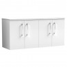 Arno 1200mm Wall Hung 4 Door Vanity Unit & Laminate Worktop - Gloss White/Sparkle White