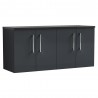 Arno 1200mm Wall Hung 4 Door Vanity Unit & Laminate Worktop - Soft Black/Sparkle Black