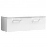Arno 1200mm Wall Hung 2 Drawer Vanity Unit & Laminate Worktop - Gloss White/Sparkle White