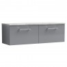 Arno 1200mm Wall Hung 2 Drawer Vanity Unit & Laminate Worktop - Satin Grey/Bellato Grey