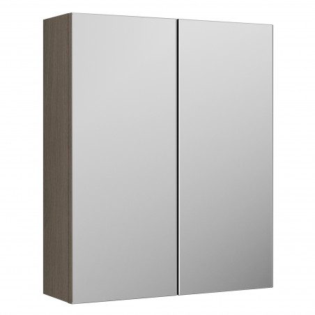 Arno Solace Oak Woodgrain 600mm Wall Hung Mirror Unit - Grey Vincenza Oak