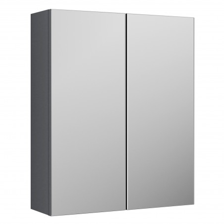 Arno 600mm Wall Hung 2 Soft Close Door 50/50 Mirror Cabinet - Satin Grey