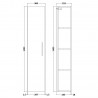 Arno 300mm Wall Hung Tall Unit - Solace Oak Woodgrain - Technical Drawing