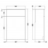 Arno Anthracite Woodgrain 500mm WC Unit - Technical Drawing