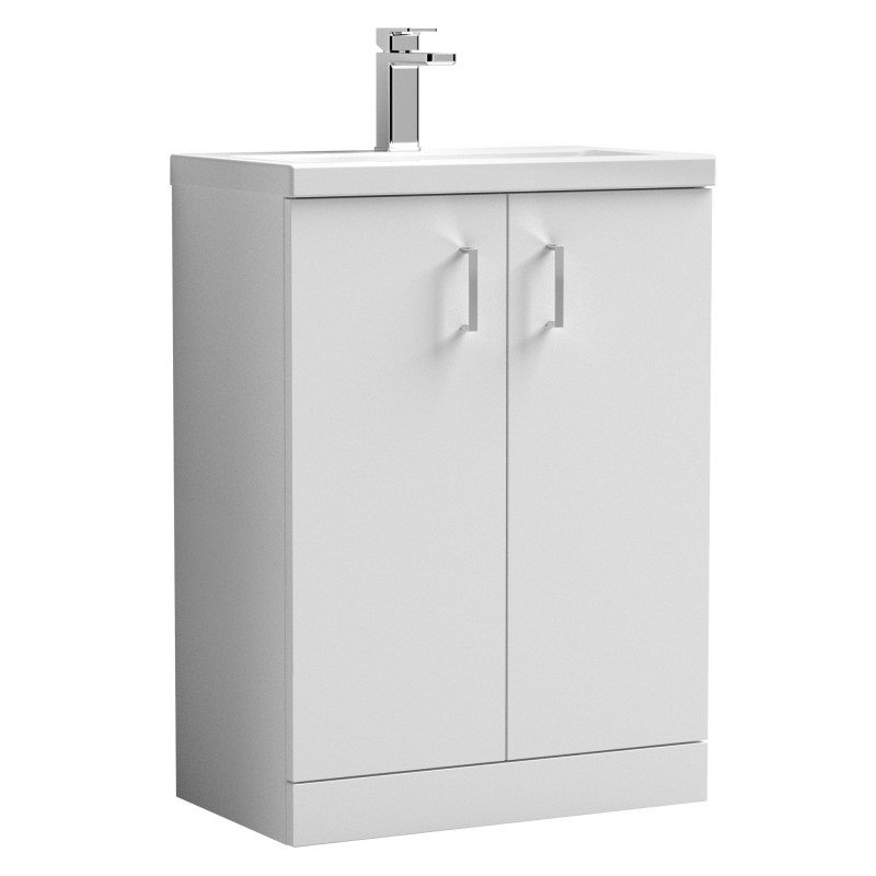 Arno Gloss White 600mm (w) x 840mm (h) x 360mm (d) 2 Door Floor Standing Vanity & Ceramic Basin