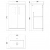 Arno Compact 500mm Freestanding 2-Door Vanity & Polymarble Basin - Anthracite Woodgrain - Technical Drawing