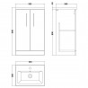 Arno Compact 500mm Freestanding 2-Door Vanity & Ceramic Basin - Anthracite Woodgrain - Technical Drawing