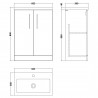 Arno Compact 600mm Freestanding 2-Door Vanity & Polymarble Basin - Anthracite Woodgrain - Technical Drawing