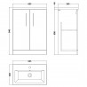 Arno Compact 600mm Freestanding 2-Door Vanity & Ceramic Basin - Anthracite Woodgrain - Technical Drawing