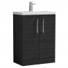 Arno Compact 600mm Freestanding 2-Door Vanity & Polymarble Basin  - Charcoal Black