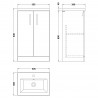 Arno Compact 500mm Freestanding 2 Door Vanity & Ceramic Basin - Soft Black - Technical Drawing
