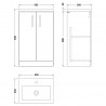 Arno Compact 500mm Freestanding 2 Door Vanity & Polymarble Basin - Satin Grey - Technical Drawing