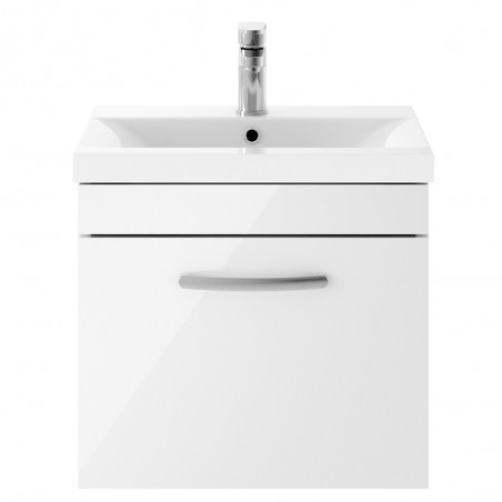 Athena Gloss White 500mm (w) x 470mm (h) x 390mm (d) Wall Hung Cabinet & Mid-Edge Basin