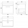 Athena Gloss White 500mm (w) x 481mm (h) x 390mm (d) Wall Hung Vanity & Thin-Edge Basin - Technical Drawing