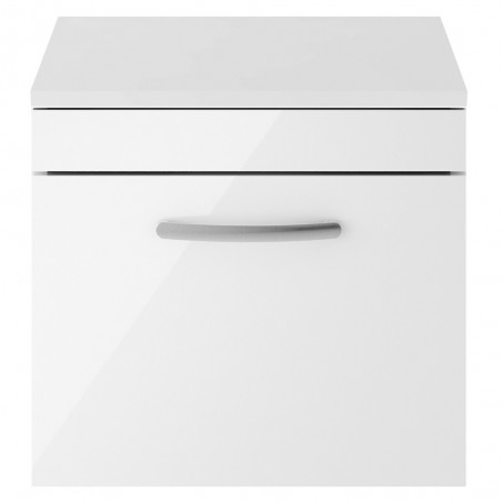 Athena Gloss White 500mm (w) x 448mm (h) x 390mm (d) Wall Hung Cabinet & Worktop