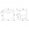 Athena Gloss White 500mm (w) x 448mm (h) x 390mm (d) Wall Hung Cabinet & Worktop - Technical Drawing
