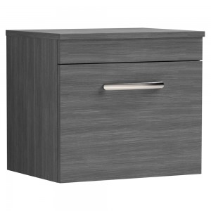 Athena Anthracite Woodgrain 500mm (w) x 448mm (h) x 390mm (d) Wall Hung Cabinet & Worktop