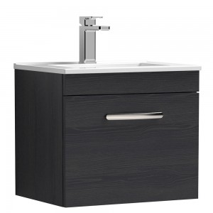 Athena Charcoal Black 500mm (w) x 448mm (h) x 395mm (d) Wall Hung Cabinet & Minimalist Basin