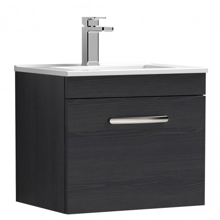 Athena Charcoal Black 500mm (w) x 448mm (h) x 395mm (d) Wall Hung Cabinet & Minimalist Basin