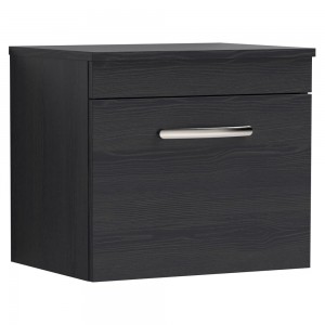 Athena Charcoal Black 500mm (w) x 448mm (h) x 390mm (d) Wall Hung Cabinet & Worktop