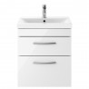 Athena Gloss White 500mm (w) x 578mm (h) x 390mm (d) Wall Hung Cabinet & Mid-Edge Basin