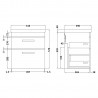 Athena Gloss White 500mm (w) x 578mm (h) x 390mm (d) Wall Hung Cabinet & Mid-Edge Basin - Technical Drawing