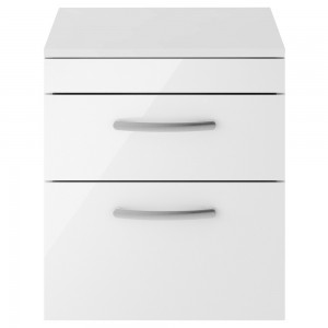 Athena Gloss White 500mm (w) x 556mm (h) x 390mm (d) Wall Hung Cabinet & Worktop