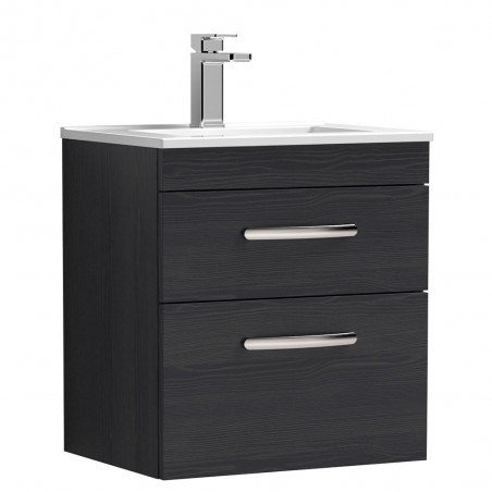 Athena Charcoal Black 500mm (w) x 556mm (h) x 395mm (d) Wall Hung Cabinet & Minimalist Basin