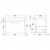 Athena Gloss White 600mm (w) x 470mm (h) x 390mm (d) Wall Hung Cabinet & Mid-Edge Basin - Technical Drawing