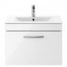 Athena Gloss White 600mm (w) x 448mm (h) x 395mm (d) Wall Hung Cabinet & Minimalist Basin