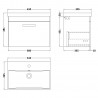 Athena Gloss White 600mm (w) x 481mm (h) x 390mm (d) Wall Hung Vanity & Thin-Edge Basin - Technical Drawing