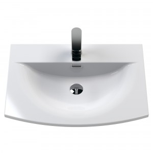 "Athena" Gloss White 600mm (w) x 461mm (h) x 440mm (d) Single Drawer Wall Hung Vanity With Curved Basin