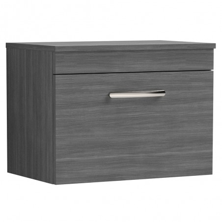 Athena Anthracite Woodgrain 600mm (w) x 448mm (h) x 390mm (d) Wall Hung Cabinet & Worktop