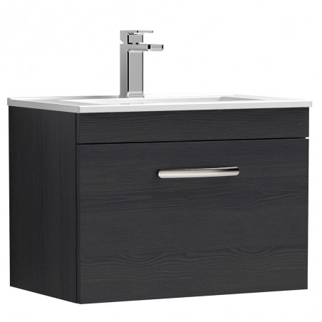 Athena Charcoal Black 600mm (w) x 448mm (h) x 395mm (d) Wall Hung Cabinet & Minimalist Basin