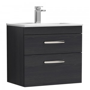 Athena Charcoal Black 600mm (w) x 556mm (h) x 390mm (d) Wall Hung Cabinet & Minimalist Basin
