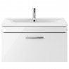 Athena Gloss White 800mm (w) x 470mm (h) x 390mm (d) Wall Hung Cabinet & Mid-Edge Basin