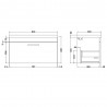 Athena Gloss White 800mm (w) x 470mm (h) x 390mm (d) Wall Hung Cabinet & Mid-Edge Basin - Technical Drawing