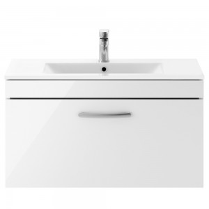 Athena Gloss White 800mm (w) x 448mm (h) x 395mm (d) Wall Hung Cabinet & Minimalist Basin