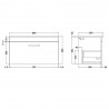 Athena Gloss White 800mm (w) x 448mm (h) x 395mm (d) Wall Hung Cabinet & Minimalist Basin - Technical Drawing