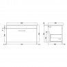 Athena Gloss White 800mm (w) x 452mm (h) x 390mm (d) Single Drawer Wall Hung Vanity  - Technical Drawing