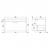 Athena Anthracite Woodgrain 800mm (w) x 448mm (h) x 395mm (d) Wall Hung Cabinet & Minimalist Basin - Technical Drawing