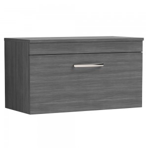 Athena Anthracite Woodgrain 800mm (w) x 448mm (h) x 390mm (d) Wall Hung Cabinet & Worktop