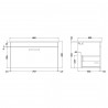 Athena Anthracite Woodgrain 800mm (w) x 448mm (h) x 390mm (d) Wall Hung Cabinet & Worktop - Technical Drawing