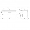 Athena Charcoal Black 800mm (w) x 448mm (h) x 395mm (d) Wall Hung Cabinet & Minimalist Basin - Technical Drawing